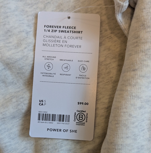 NWT Athleta Light Gray Quarter-Zip Pullover Sweater - Picture 3 of 5
